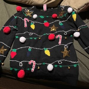 Festive Holiday Sweater with Pom Poms